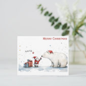 Niedlicher Weihnachtsbär Nordpol Postkarte (Stehend Vorderseite)