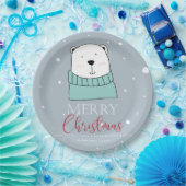 Niedlicher Weihnachtsbär Personalisiert Pappteller (Party)