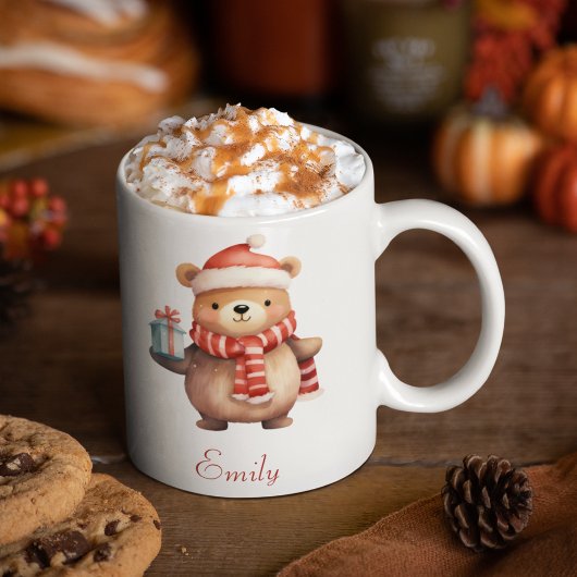 Niedlicher Weihnachtsbär Personalisiertes Kind Kaffeetasse