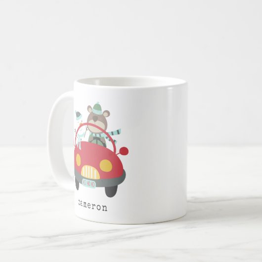 Niedlicher Weihnachtsbär Snowman Red Car Individue Kaffeetasse (Vorderseite Links)