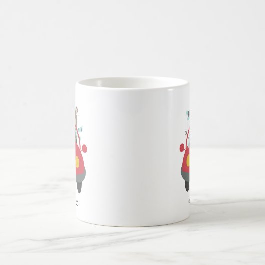 Niedlicher Weihnachtsbär Snowman Red Car Individue Kaffeetasse (Mittel)