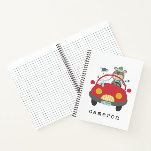 Niedlicher Weihnachtsbär Snowman Red Car Individue Notizblock (Innenseite)