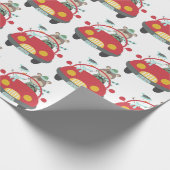 Niedlicher Weihnachtsbär Snowman Red Car Whimsical Geschenkpapier (Ecke)