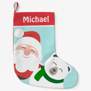 Niedlicher Weihnachtsbär und Eisbär Personalisiert Kleiner Weihnachtsstrumpf