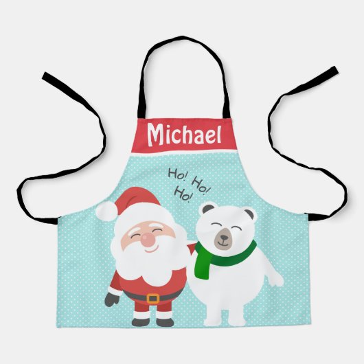 Niedlicher Weihnachtsbär und Eisbär Personalisiert Schürze (Vorderseite)