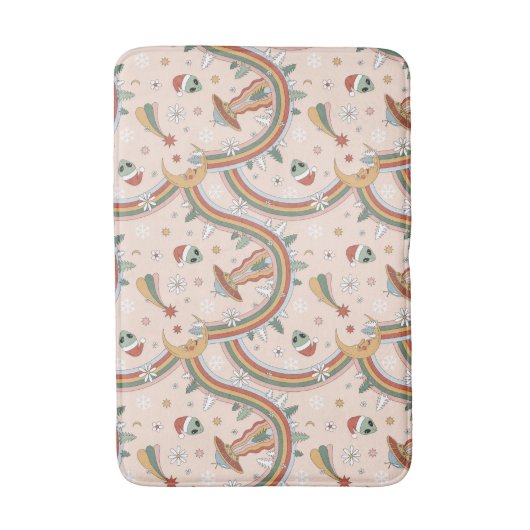 Niedlicher Weihnachtsbaum Alien Rainbow Holiday Pa Badematte (Vorderseite Vertikal)