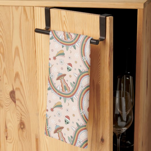 Niedlicher Weihnachtsbaum Alien Rainbow Holiday Pa Geschirrtuch (Drittel gefaltet)