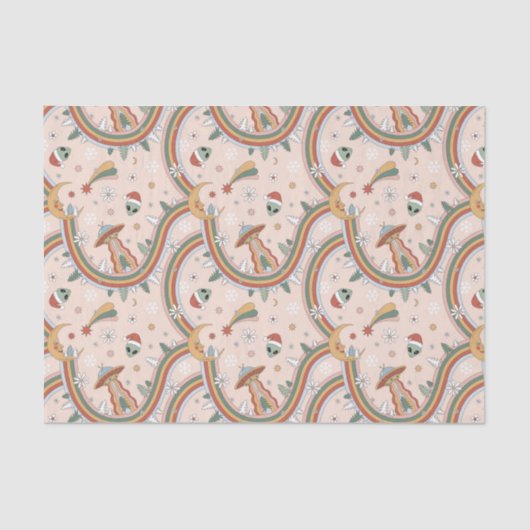 Niedlicher Weihnachtsbaum Alien Rainbow Holiday Pa Seidenpapier (Vorderseite)