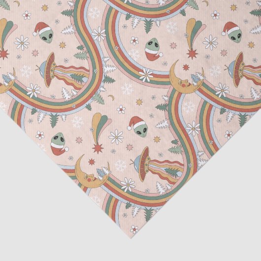 Niedlicher Weihnachtsbaum Alien Rainbow Holiday Pa Seidenpapier (Ausschnitt)