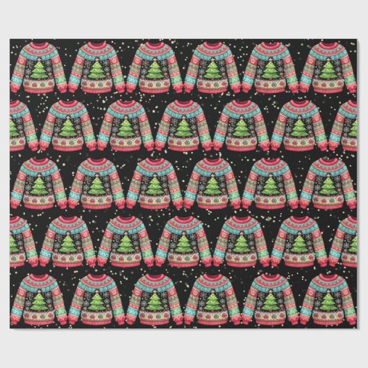 Niedlicher Weihnachtsbaum am Ugly Christmas Sweate Geschenkpapier (Flach)