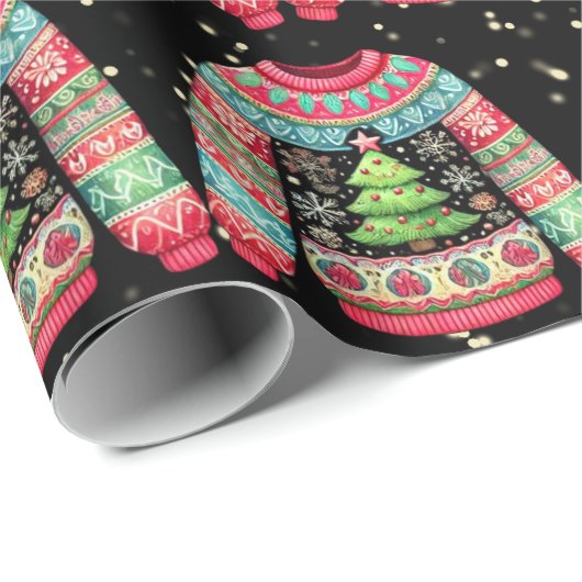 Niedlicher Weihnachtsbaum am Ugly Christmas Sweate Geschenkpapier (Rolleneckpunkt)