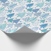 Niedlicher Weihnachtsbaum Aquamarin blaues grünes Geschenkpapier (Ecke)