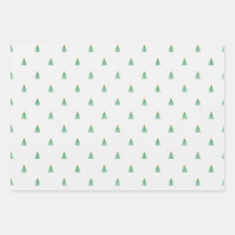 Niedlicher Weihnachtsbaum auf Weiß Geschenkpapier Set