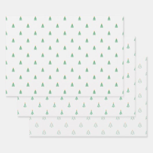 Niedlicher Weihnachtsbaum auf Weiß Geschenkpapier Set (Set)