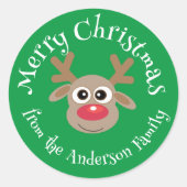 Niedlicher Weihnachtsbaum Cartoon Grün Weiß Runder Aufkleber (Vorderseite)