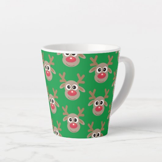 Niedlicher Weihnachtsbaum Cartoon Pattern Green Milchtasse (Rechte Ecke)