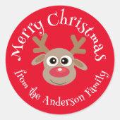 Niedlicher Weihnachtsbaum Cartoon Roter Weiß Runder Aufkleber (Vorderseite)