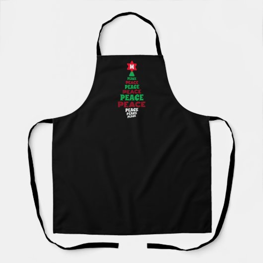 Niedlicher Weihnachtsbaum Custom Initial Black Schürze (Vorderseite)