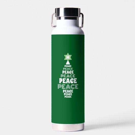Niedlicher Weihnachtsbaum Custom Initial Green Trinkflasche (Vorne)