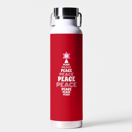 Niedlicher Weihnachtsbaum Custom Initial Red Trinkflasche (Vorne)