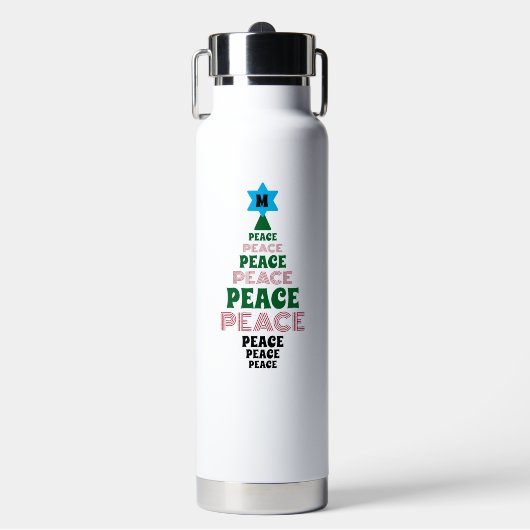 Niedlicher Weihnachtsbaum Custom Initial White Trinkflasche (Vorderseite)