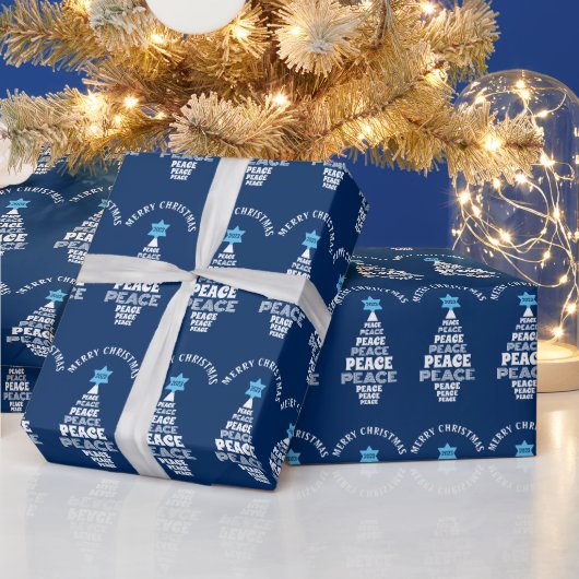 Niedlicher Weihnachtsbaum Custom Year Blue Geschenkpapier (Feiertage)