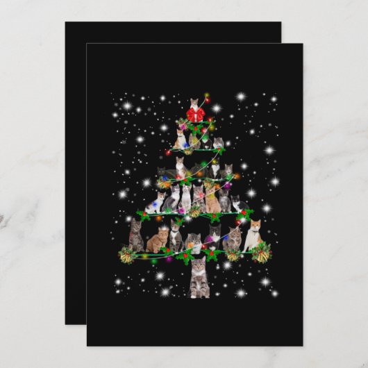 Niedlicher Weihnachtsbaum der Katze, gedeckt durch Dankeskarte (Vorne/Hinten)