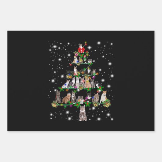 Niedlicher Weihnachtsbaum der Katze, gedeckt durch Geschenkpapier Set (Vorderseite)