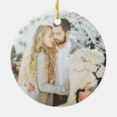 Niedlicher Weihnachtsbaum des Roten Autos Erstes F Keramik Ornament (Hinten)