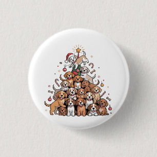 Niedlicher Weihnachtsbaum Dog Xmas Tree Welpe Button