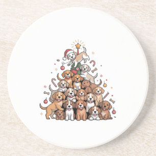 Niedlicher Weihnachtsbaum Dog Xmas Tree Welpe Getränkeuntersetzer