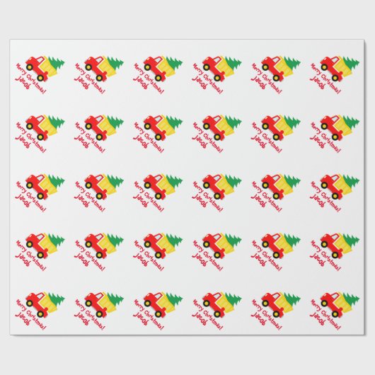 Niedlicher Weihnachtsbaum für Kinder auf LKW Geschenkpapier (Flach)