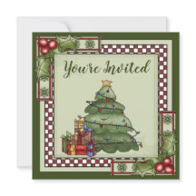 Niedlicher Weihnachtsbaum, Geschenke und Holly Hol