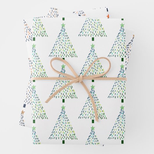 Niedlicher Weihnachtsbaum Geschenkpapier Set (Beispiel)