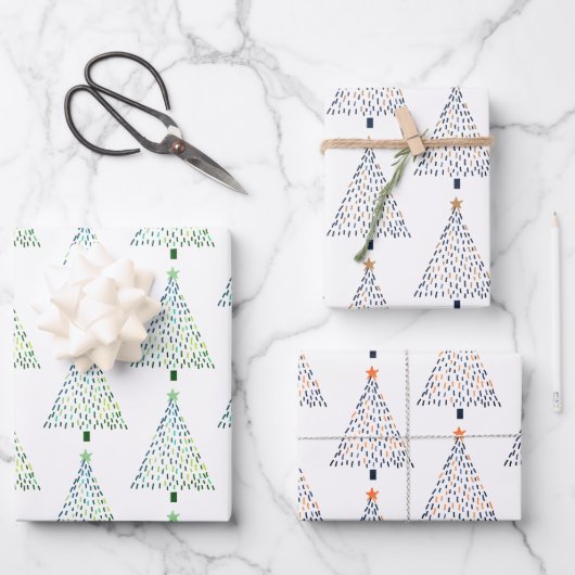 Niedlicher Weihnachtsbaum Geschenkpapier Set (Vorderseite)