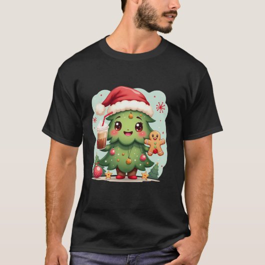 Niedlicher Weihnachtsbaum Gingerbrot Weihnachtsman T-Shirt (Vorderseite)