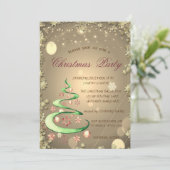 Niedlicher Weihnachtsbaum Gold Stars Weihnachten Einladung (Stehend Vorderseite)