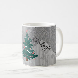 Niedlicher Weihnachtsbaum Gray Blumentextil Kaffeetasse