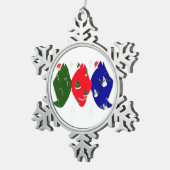 Niedlicher Weihnachtsbaum Holiday Halibut Trio Schneeflocken Zinn-Ornament (Rechts)