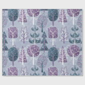 Niedlicher Weihnachtsbaum im Whimsikwald Lila Geschenkpapier (Flach)