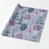 Niedlicher Weihnachtsbaum im Whimsikwald Lila Geschenkpapier (Ungerollt)