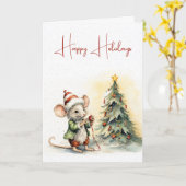 Niedlicher Weihnachtsbaum in Schneeflocken Karte (Gelbe Blume)