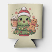 Niedlicher Weihnachtsbaum Kaffee Latte Gingerbread Dosenkühler (Vorderseite)