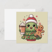 Niedlicher Weihnachtsbaum Kaffee Latte Gingerbread Feiertagskarte (Vorne/Hinten)