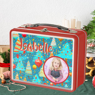 Niedlicher Weihnachtsbaum Kinder Foto Metal Lunchb Metall Brotdose