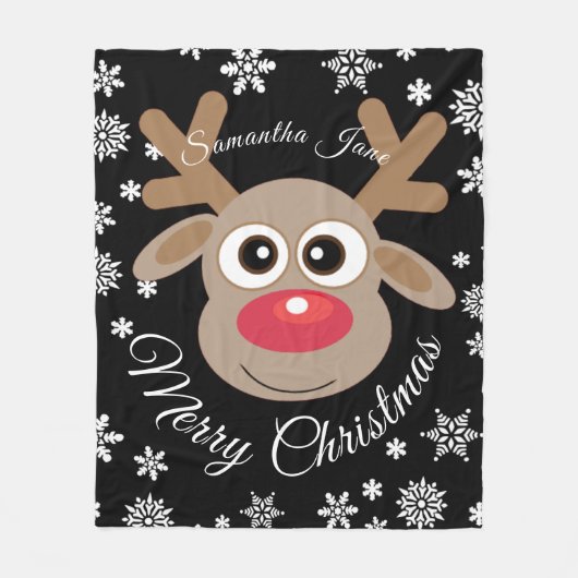 Niedlicher Weihnachtsbaum mit dem Namen White Scri Fleecedecke (Vorderseite)