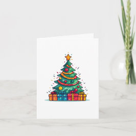 Niedlicher Weihnachtsbaum mit Geschenken Feiertagskarte