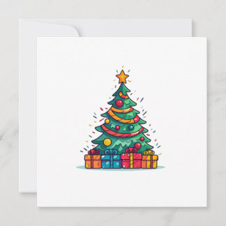 Niedlicher Weihnachtsbaum mit Geschenken Feiertagskarte