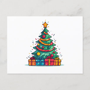 Niedlicher Weihnachtsbaum mit Geschenken Feiertagspostkarte