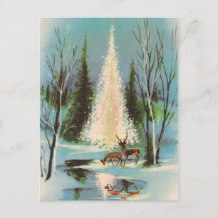 Niedlicher Weihnachtsbaum mit Hirsch Postkarte